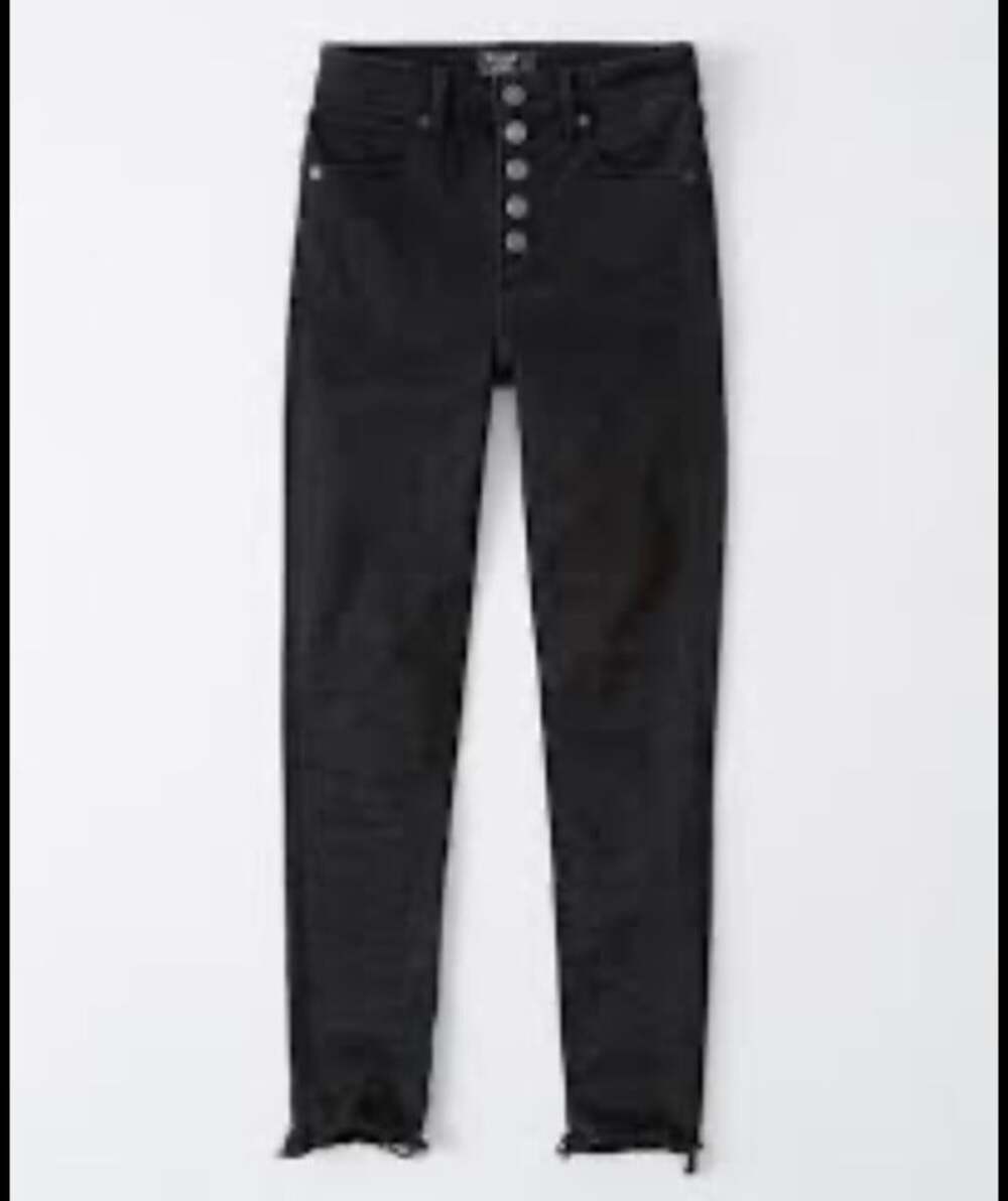 Abercrombie Fitch Super Skinny Ankle High Rise Button Fly Jeans Sz 26 Raw Hem